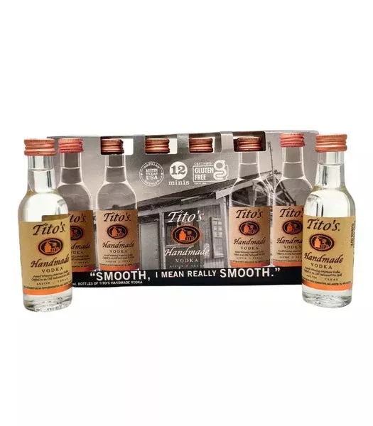 (12pk) Tito's Handmade Vodka, Texas, USA (50ml)