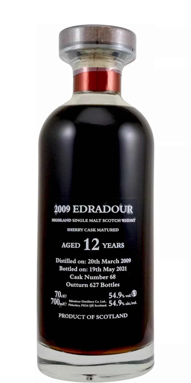 2009 Edradour Natural Cask Strength Single Malt Scotch Whisky 700ml