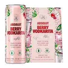 Absolut Berry Vodkarita Sparkling Cocktail 355ml Can 4-Pack
