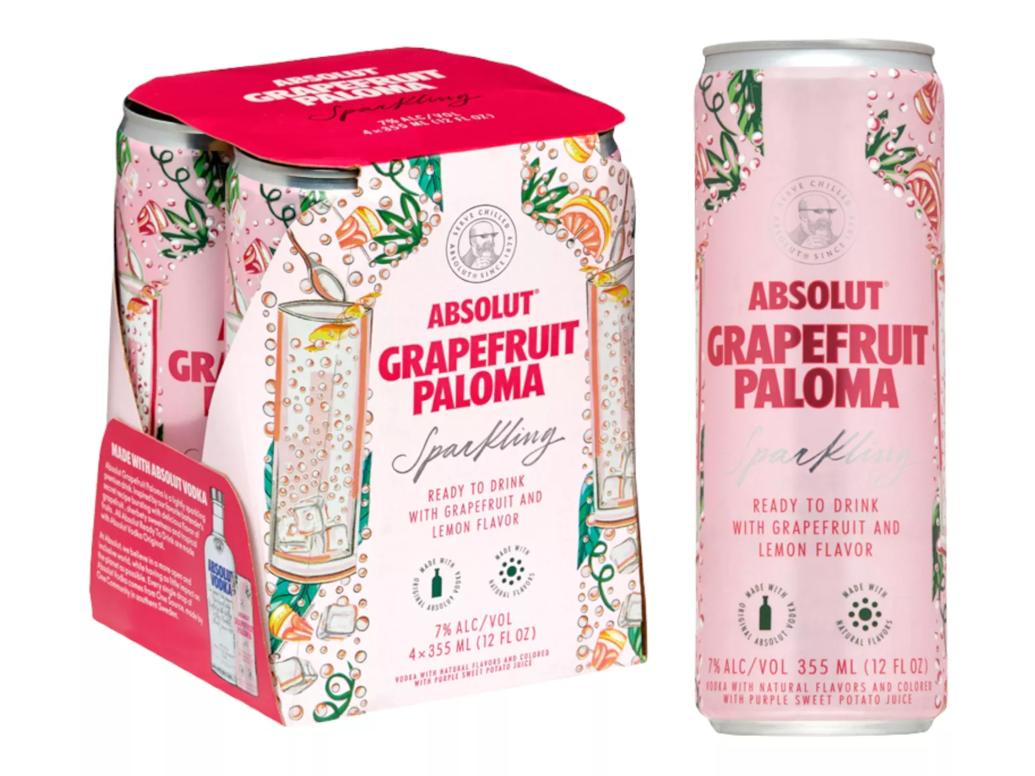 Absolut Grapefruit Paloma Sparkling Cocktail 355ml Can 4-Pack
