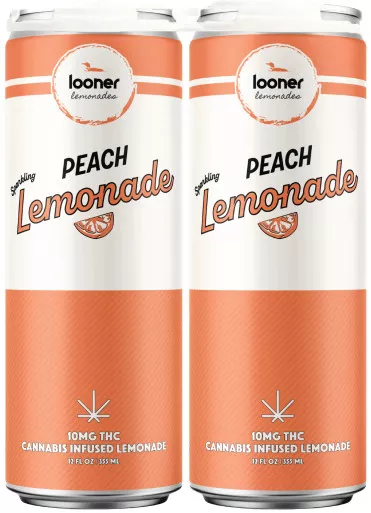 Looner Lemonade Peach 10mg THC Seltzer 4pk cans