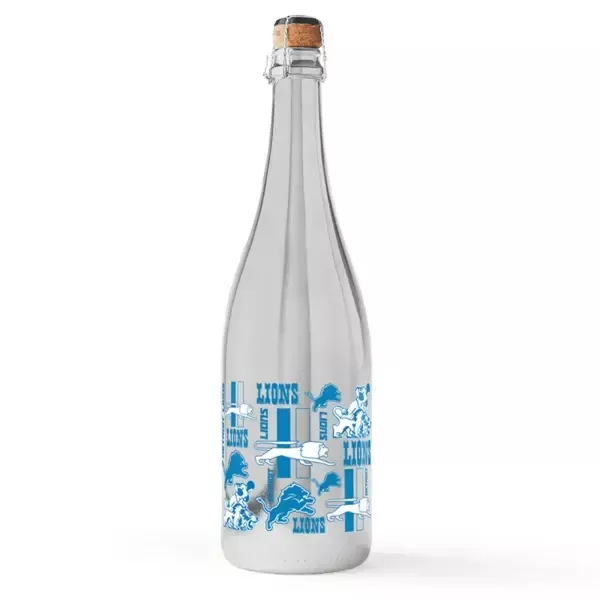 Mano's Wines 'Detroit Lions' Logo Evolution Metallic Silver Bubbly, California, USA (750ml)