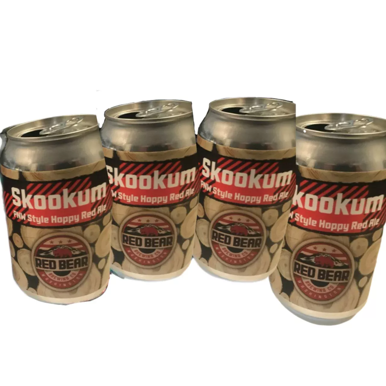 Red Bear Brewing Skookum PNW Style Hoppy Red Ale Beer 16-Oz Can 4-Pack