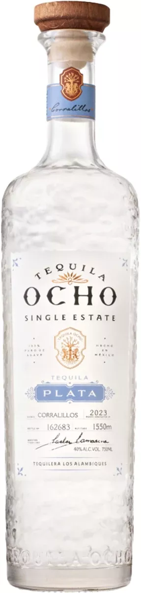 Tequila Ocho Single Estate Plata-Blanco, Jalisco, Mexico (1L)